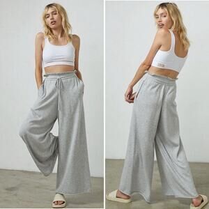 LUNYA Cozy Cotton Silk Relaxed Pant Light Gray Heathered Drawstring L